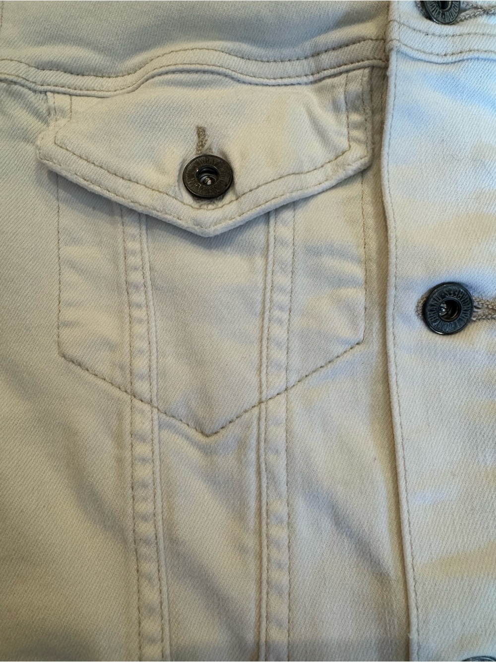 Vintage Lucky Brand Classic White Jean Jacket | Y2K Unisex Trucker Denim Small - Picture 4 of 12